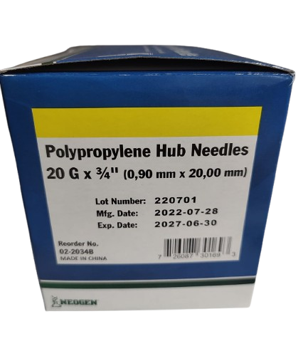 Aguja Desechable - 20G x 3/4 (13 mm) - 100pzas